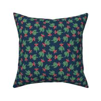 Mistletoe - Christmas floral greenery - navy - LAD22