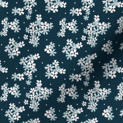 Garden Breeze Floral Navy Blue and Light Blue Small Scale
