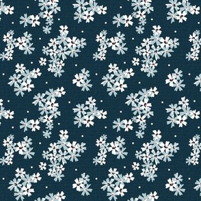 Garden Breeze Floral Navy Blue and Light Blue Small Scale