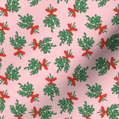 Mistletoe - Christmas floral greenery - pink - LAD22