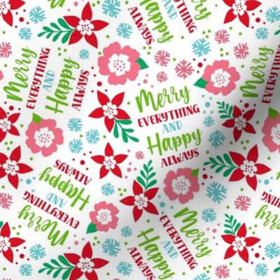 Medium Scale Merry Everything and Happy Always Winter Holiday Greetings on White