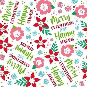 Medium Scale Merry Everything and Happy Always Winter Holiday Greetings on White