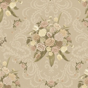 Victorian floral bouquet in late-victorian historic color sw 0011 Crewel tan