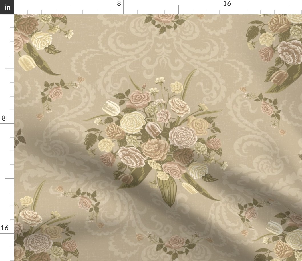 Victorian floral bouquet in late-victorian historic color sw 0011 Crewel tan