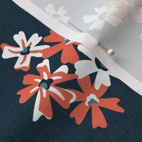 Garden Breeze Floral Navy Blue and Red Regular Scale