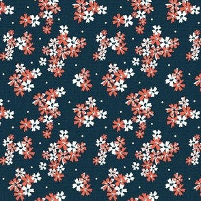 Garden Breeze Floral Navy Blue and Red Small Scale