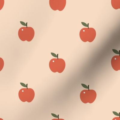 Small Red Apples Boho Retro on beige