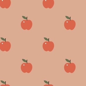 Small Red Apples Boho Retro on neutral brown