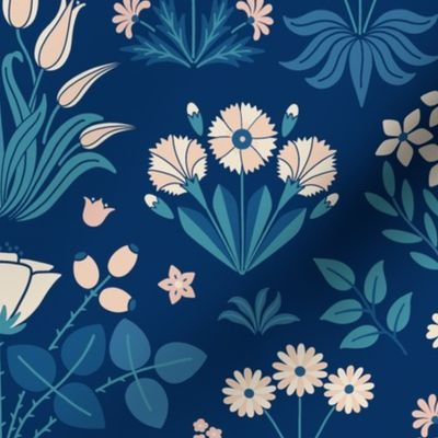 Victorian Tapestry Floral 24 wallpaper scale midnight blue by Pippa Shaw