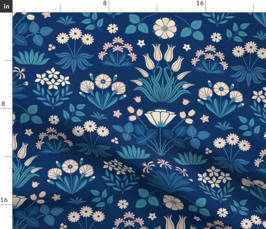 Victorian Tapestry Floral 24 wallpaper scale midnight blue by Pippa Shaw
