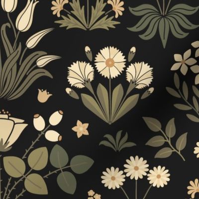 Victorian Tapestry Floral charcoal by Pippa Shaw