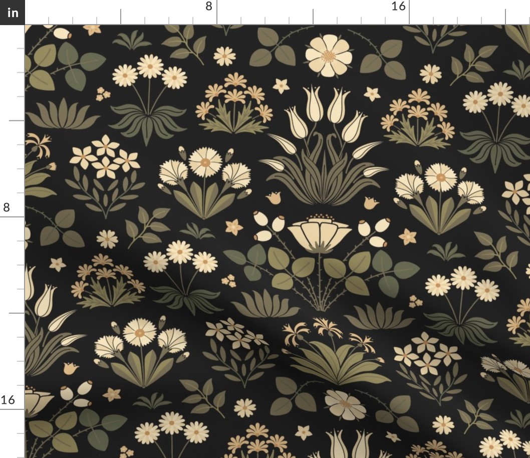 Victorian Tapestry Floral charcoal by Pippa Shaw