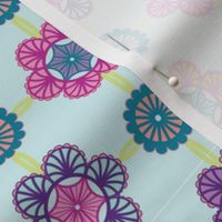 Crochet - Flowers -  Faux Crochet Floral Blanket - on Eggshell Blue