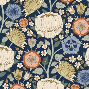 Graphic Victorian Floral Design inspired by Arts and Crafts Movement