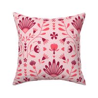 Daisies & Bleeding Hearts - Stylized Florals - pink // Large