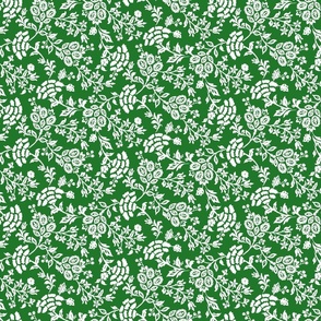 Victorian Floral Green and White