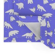 Arctic animals and stars on violet 2p5in