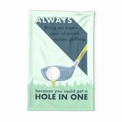 Dad Jokes: Bring Extra Socks when Golfing Tea Towel/Wall Hanging