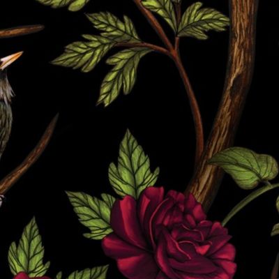 Victorian-Inspired Birds & Red Roses