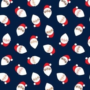 (small scale) Smiling Santa - Santa Claus - Christmas Jolly - navy - LAD22