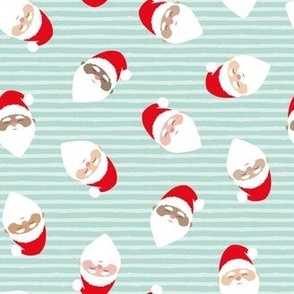Smiling Santa - Santa Claus - Christmas Jolly - mint stripes - LAD22