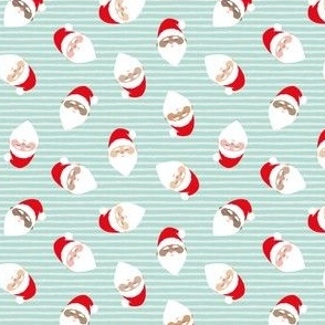 (small scale) Smiling Santa - Santa Claus - Christmas Jolly - mint stripes - LAD22