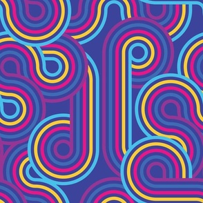 Graphic Swirls | 80's Roller Rink | Neon | L
