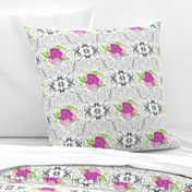  Victorian style, floral pattern, white background.