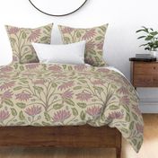 Victoriana Modern Victorian Soft Fresh Antique Floral Botanical in Parchment - LARGE Scale - UnBlink Studio by Jackie Tahara