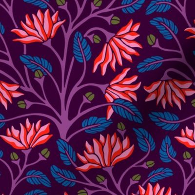 Victoriana Modern Victorian Bright Antique Floral Botanical in Aubergine Purple - SMALL Scale - UnBlink Studio by Jackie Tahara
