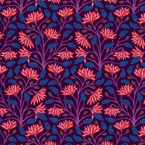 Victoriana Modern Victorian Bright Antique Floral Botanical in Aubergine Purple - SMALL Scale - UnBlink Studio by Jackie Tahara