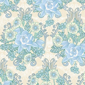 victorian floral bunches - light baby blue