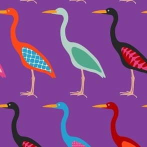 Birds Lined Up - Purple