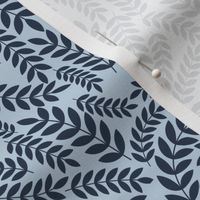 Leaves Branch Blue // Normal Scale // Baby Blue Background // Other Botanical // Blue Navy