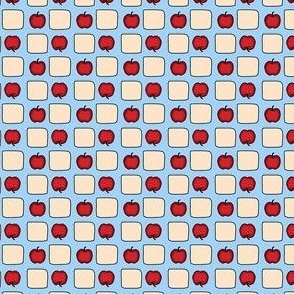 Country Checkerboard Apples Blue