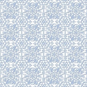 Christmas Winter Snowflake Lace Blue 3D Effect Snowflakes on Solid White Background 8 in repeat