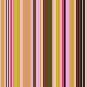 small // Vertical Multi Stripes in Pink and Olive Green // 6”
