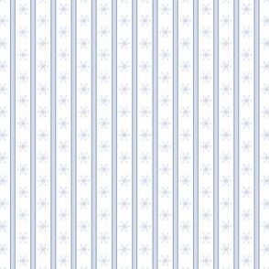 Christmas Winter Snowflake Stripe Blue Snowflakes with Pastel Blue and White Stripe 4 inch Repeat