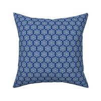 Christmas Winter Snowflake White Hexagon Tile Pattern on Dark Blue Textural Background 4 inch Repeat