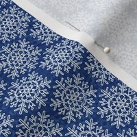 Christmas Winter Snowflake White Hexagon Tile Pattern on Dark Blue Textural Background 4 inch Repeat