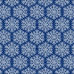 Christmas Winter Snowflake White Hexagon Tile Pattern on Dark Blue Textural Background 4 inch Repeat