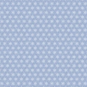Christmas Winter Tiny White Snowflakes on Periwinkle Blue Textural Background with Small Scale 3 inch Repeat
