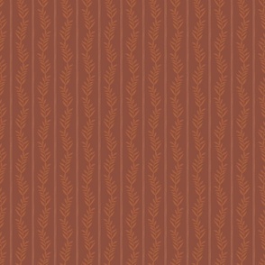Monochromatic Leaf Stripe in Rust Orange - Small Scale