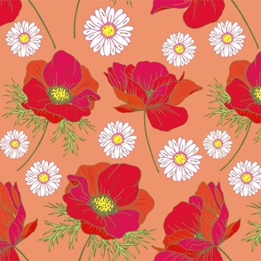 POPPIES AND DAISIES | toffee peach | large
