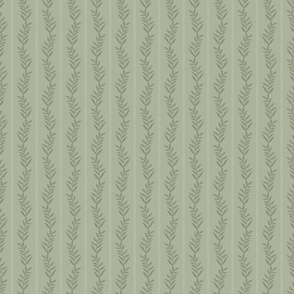 Monochromatic Leaf Stripe in Sage Green - Small Scale