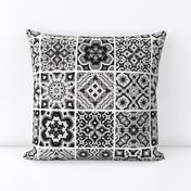 Mosaic Moroccan Tiles - black and white,  grey