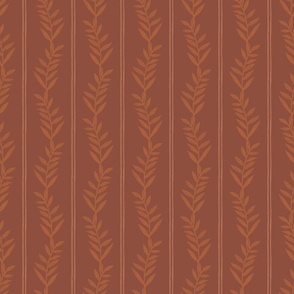 Monochromatic Leaf Stripe in Rust Orange - Medium Scale