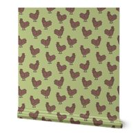 Chicken friends - farm animals spring easter ISA brown chickens on lime green