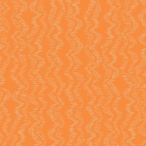 Small Scale Lined Zig Zag organic path, in zesty orange tones, for cute kids apparel and adult clothing, home decor, cotton duvet, mod pillows and bed and table linen.