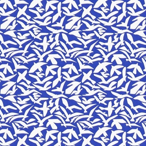 Abstract Seagulls on Indigo Blue / Medium